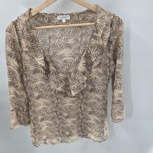 Dea Kudibal Copenhagen Peach Brown Leaf Sheer Lightweight Blouse Size Small